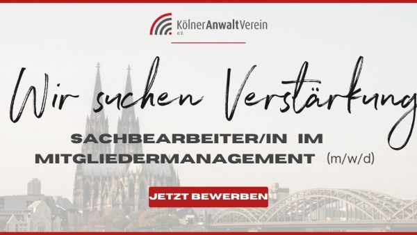 Stellenausschreibung: Sachbearbeiter/in im Mitgliedermanagement (m/w/d) 2 Stellenanzeige Koelner Anwaltverein Sachbearbeiter in im Mitgliedermanagement